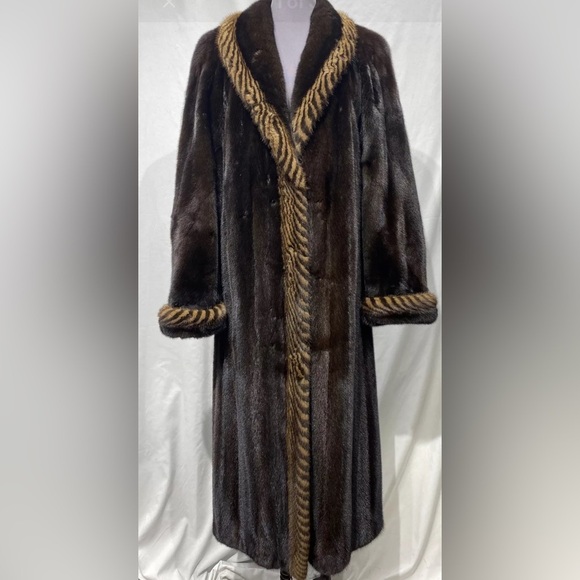 Pamela McCoy Faux Fur Full Length Coat Brown Long Women’s Plus Size XS - Picture 1 of 4